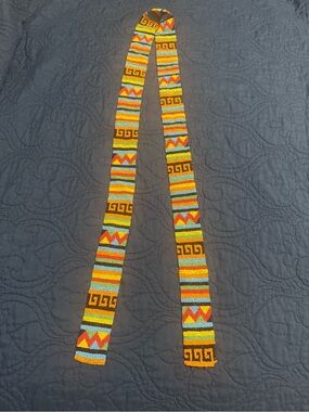 Handmade Multicolor Beaded Sash/ Belt - Yellow, Red & Blue Accent